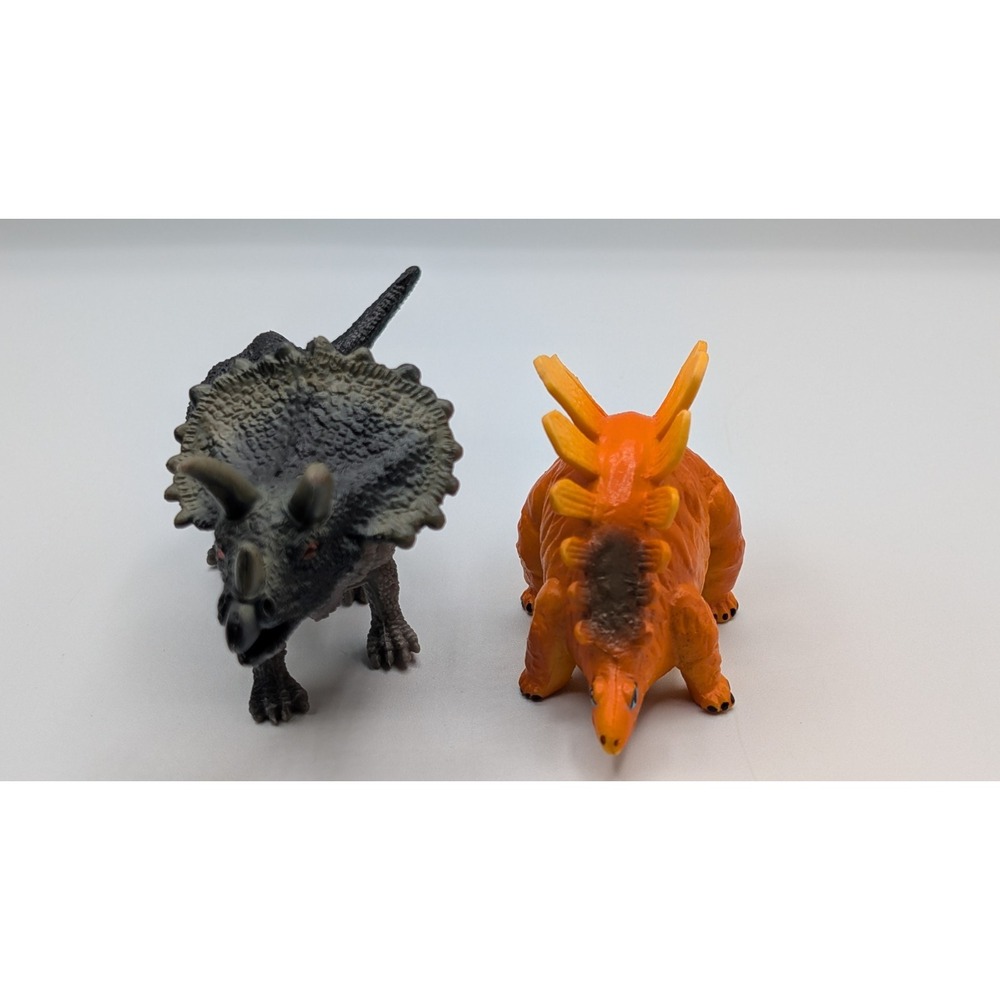 1987 Lot Of 2 Triceratops and Stegosaurus  3.5" Dinosaurs Imperial Figurine Toy